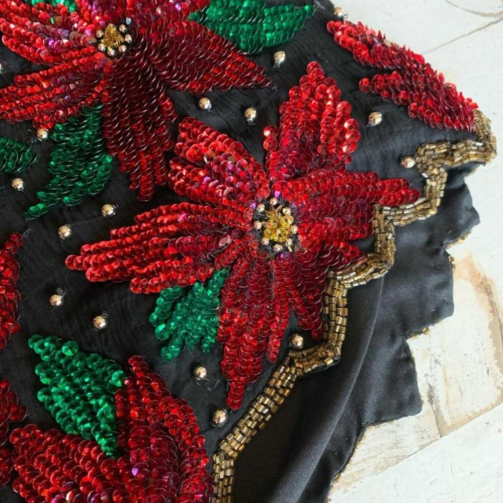 VTG Laurence Kazar formal Red Green BeadedSequin … - image 3