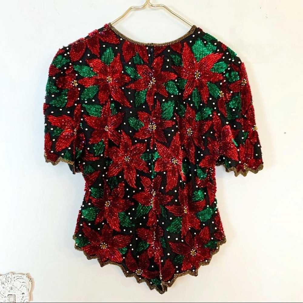 VTG Laurence Kazar formal Red Green BeadedSequin … - image 5