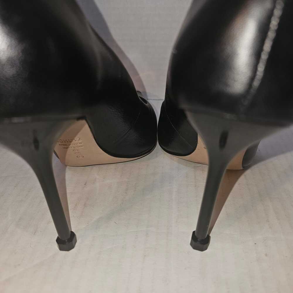 Schutz Amal Silver Captoe Black Leather Pumps Sz 7 - image 6