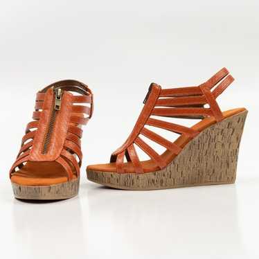 Aerosoles Burnt orange strappy wedge shoes size 6.