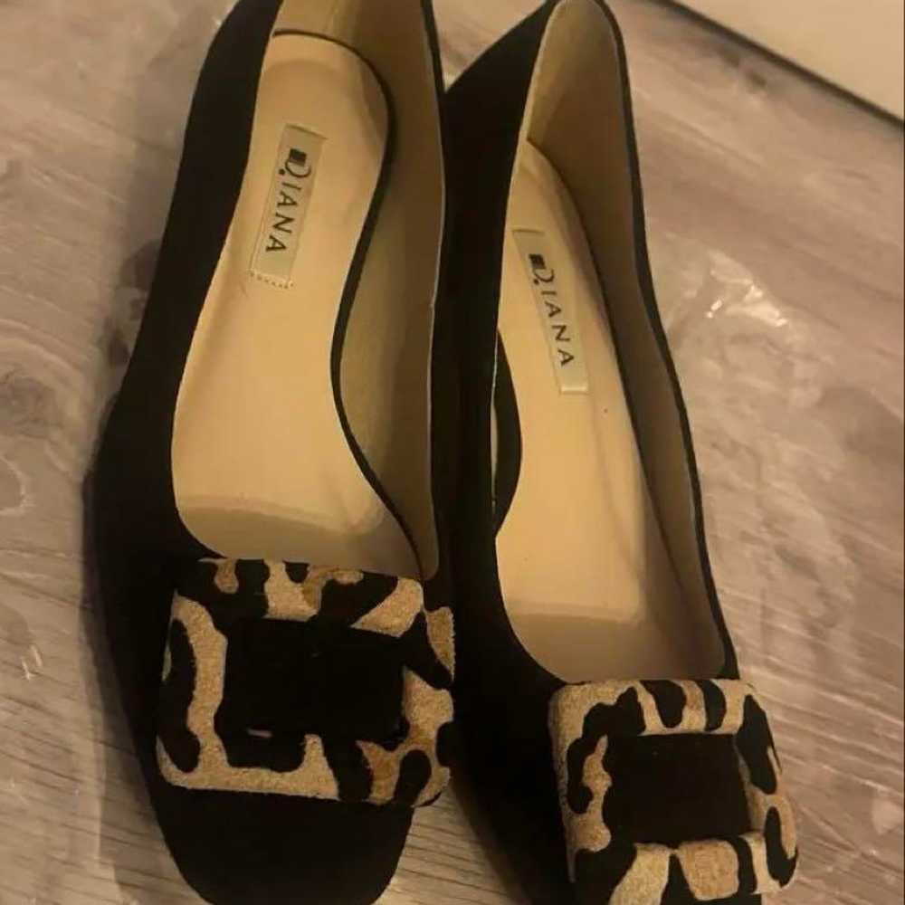 DIANA Black Suede Pumps Leopard - image 1