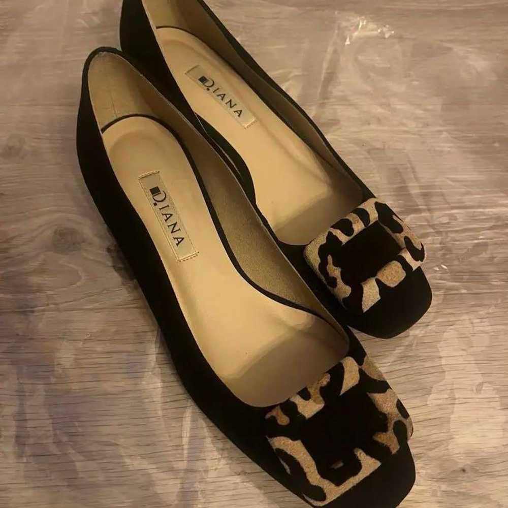 DIANA Black Suede Pumps Leopard - image 9