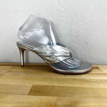 Schutz Willow Sandal Heels Prata Silver Metallic S