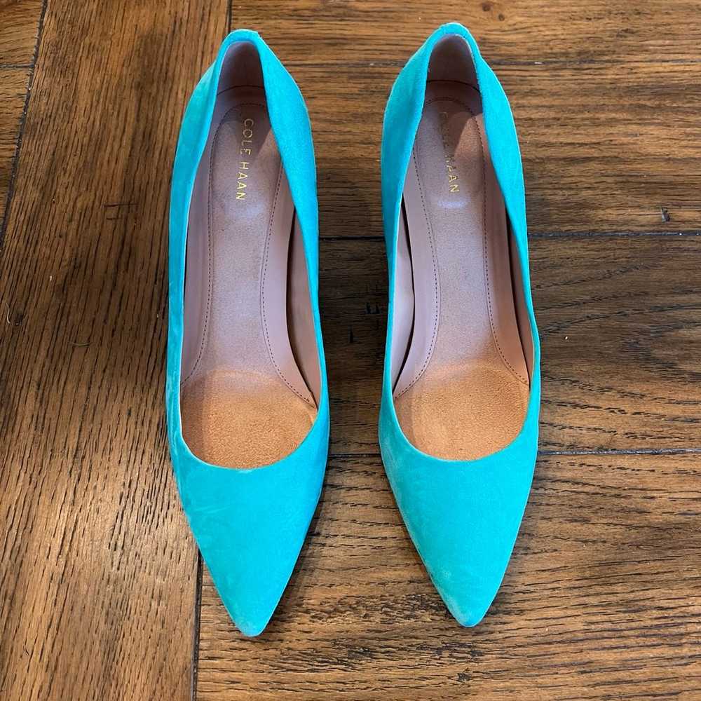 Cole Haan teal pumps kitten heel - image 1