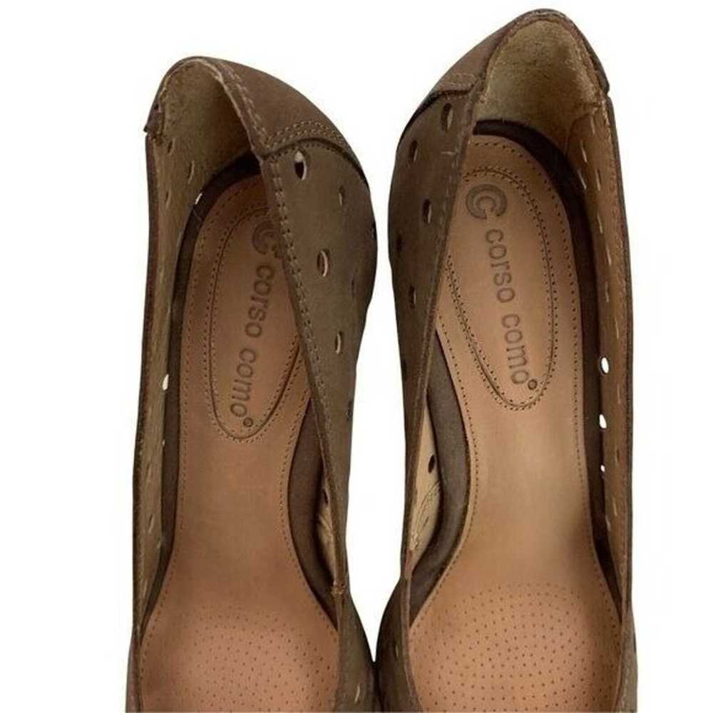 Corso Como 5 1/2 Heels Brown Leather 3.5" Heel Cu… - image 5