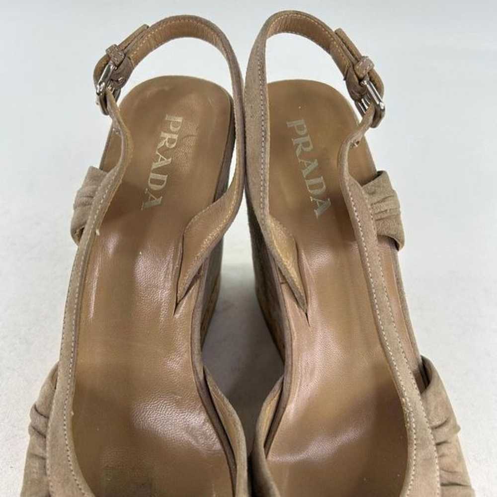 Prada Peep Toe Slingback Sandals US 7 Women's Tan… - image 8