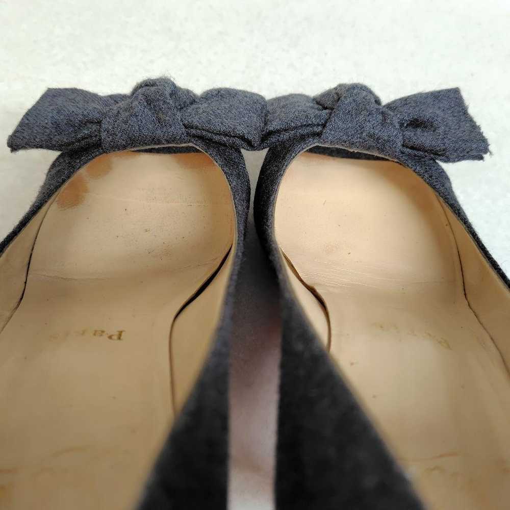 Louboutin Pumps 22cm Wool Charcoal Ribbon Open Toe - image 7