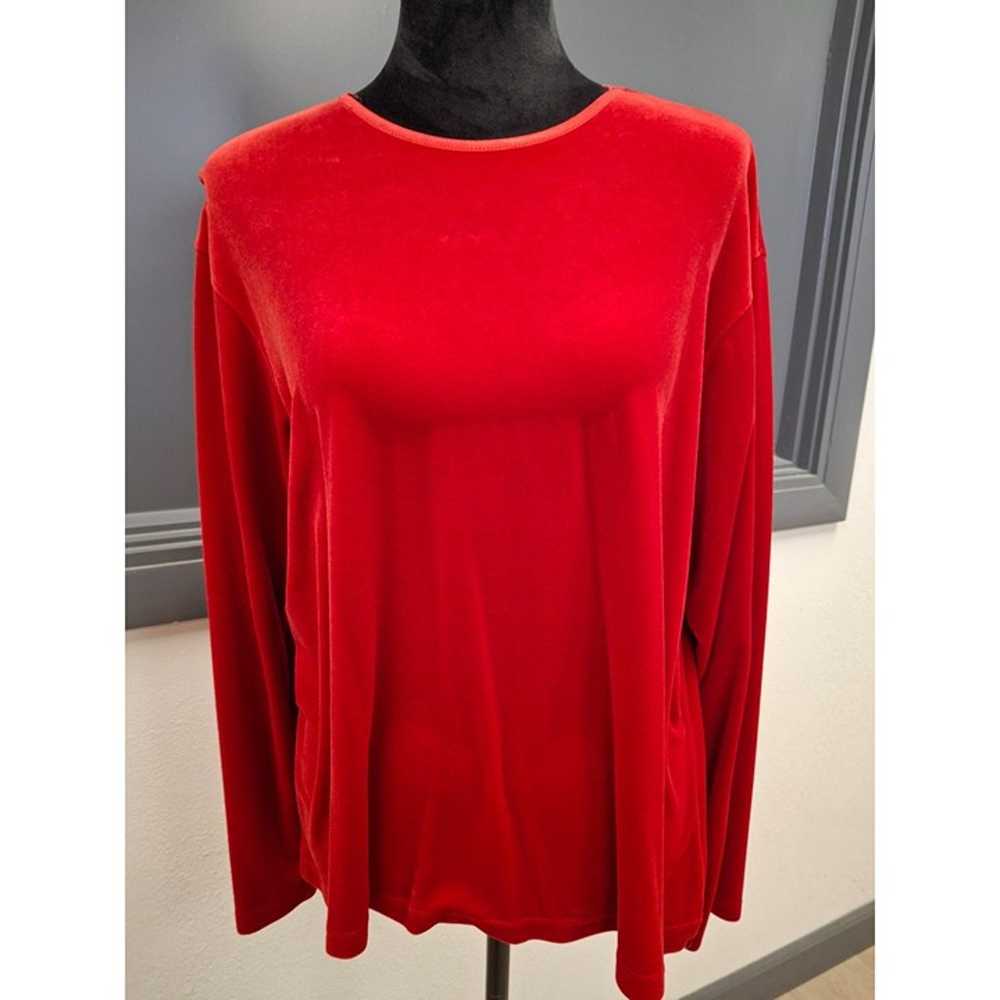 Red Velvet Long Sleeve Shirt and Vintage Sheer Bl… - image 1