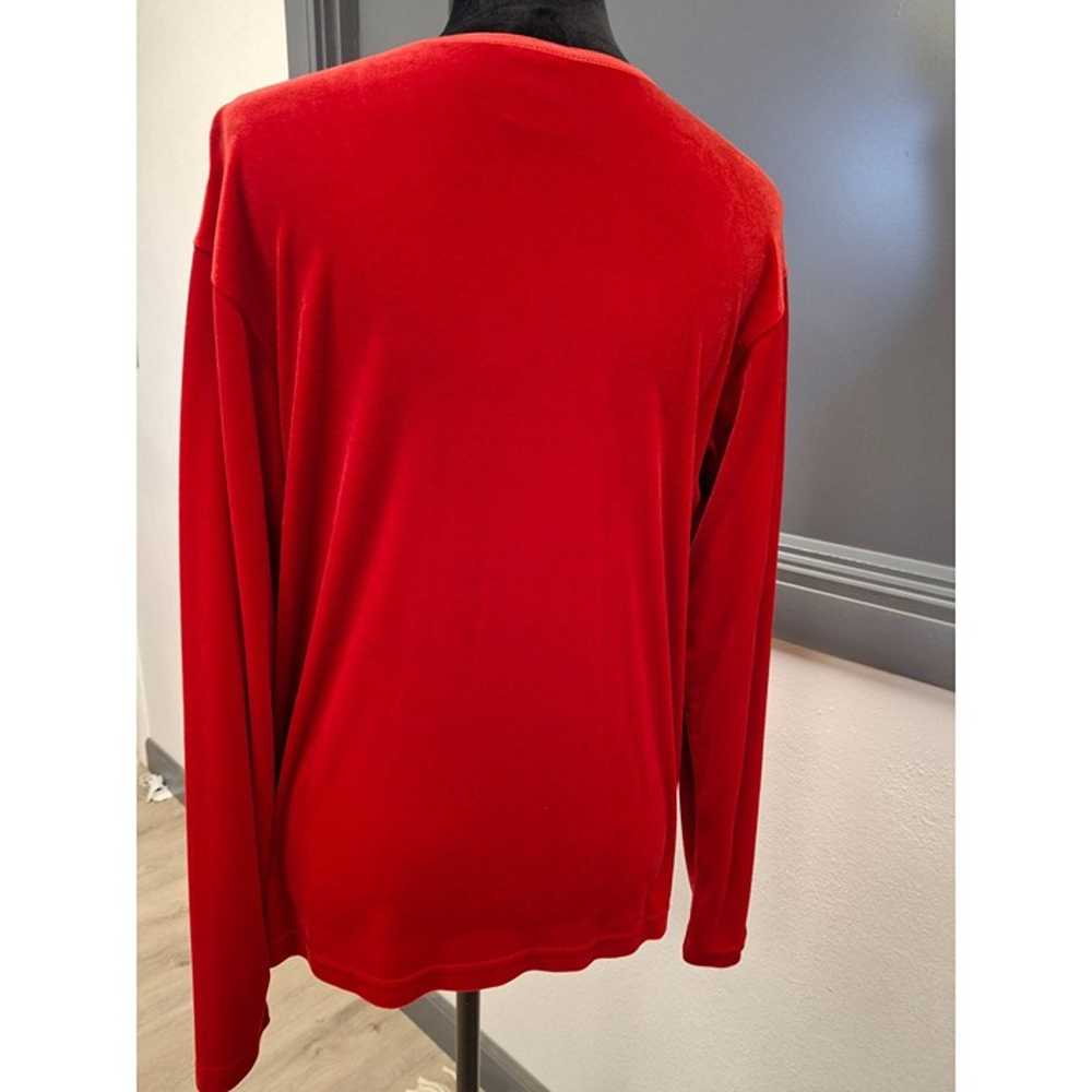 Red Velvet Long Sleeve Shirt and Vintage Sheer Bl… - image 4