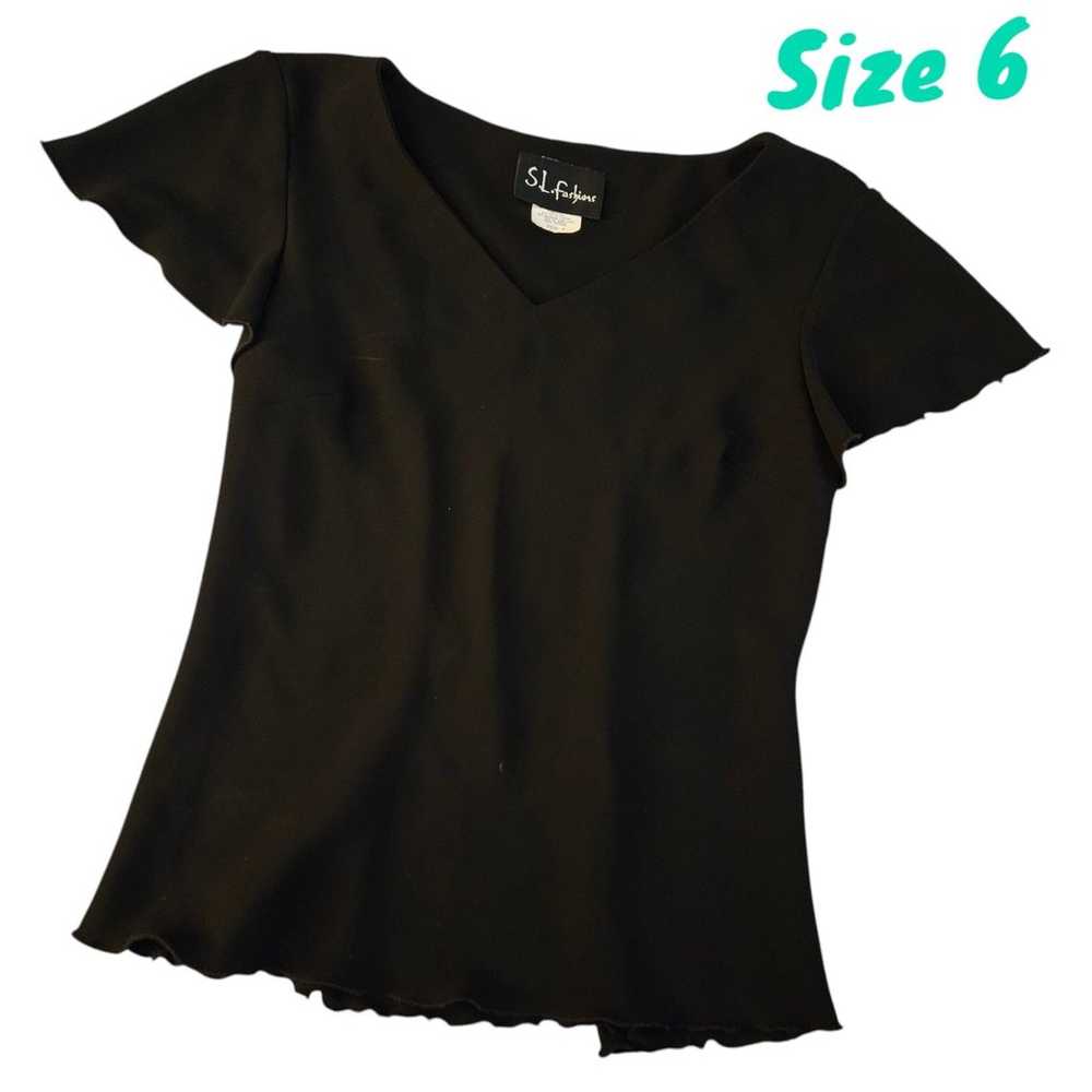 S.L. Fashions Vintage Women Size 6 Short Sleeve V… - image 2