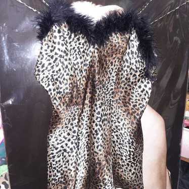 Vintage 1990s y2k leopard cheetah silk dress feat… - image 1