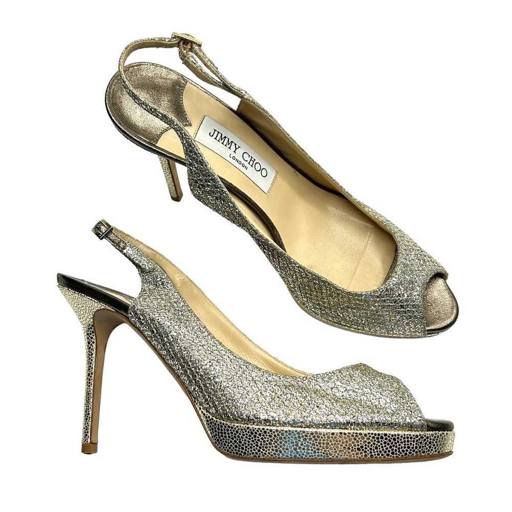 Jimmy Choo  "Nova" Slingback Peep Toe Heels Size … - image 2