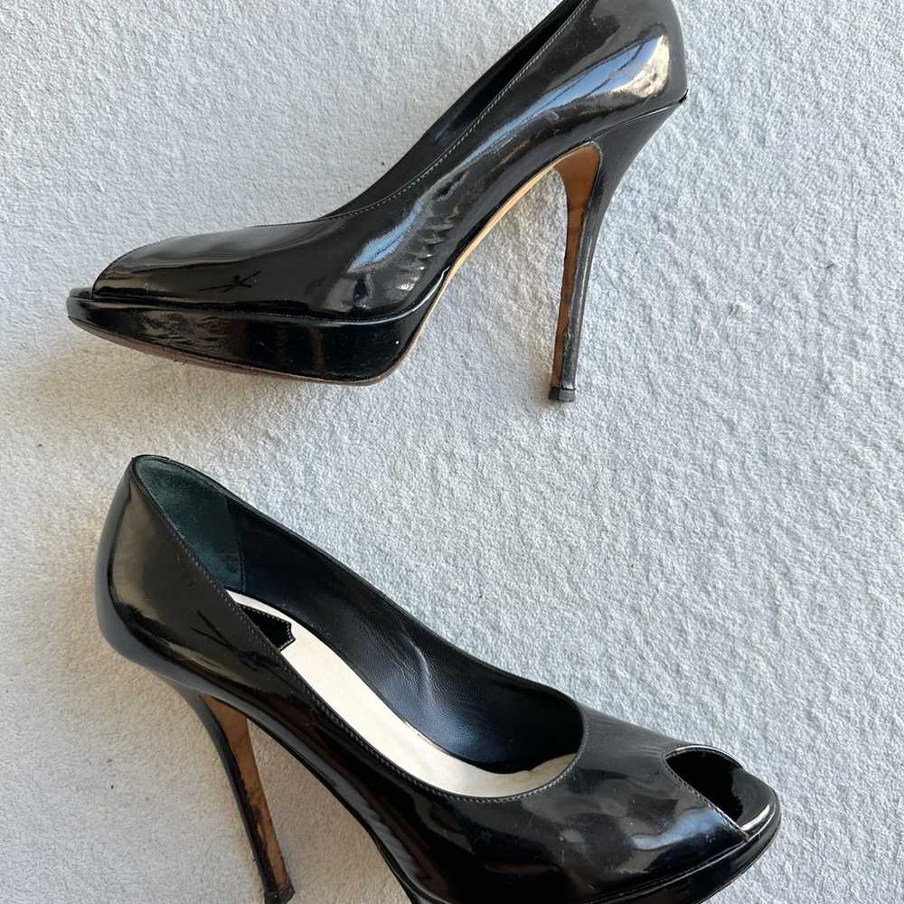 Christian Dior Peep Toe Patent Leather Pumps 38 U… - image 10