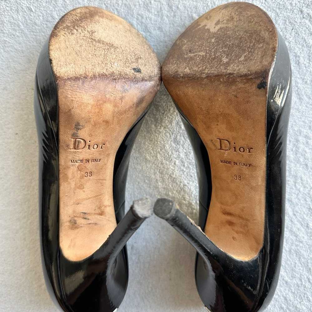 Christian Dior Peep Toe Patent Leather Pumps 38 U… - image 11