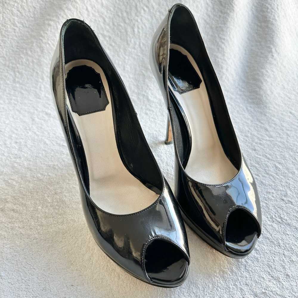 Christian Dior Peep Toe Patent Leather Pumps 38 U… - image 2