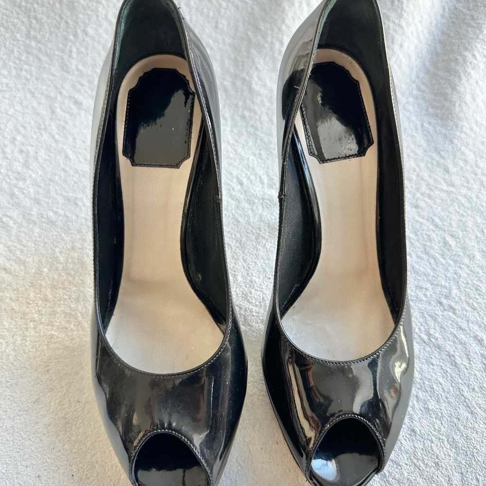 Christian Dior Peep Toe Patent Leather Pumps 38 U… - image 3