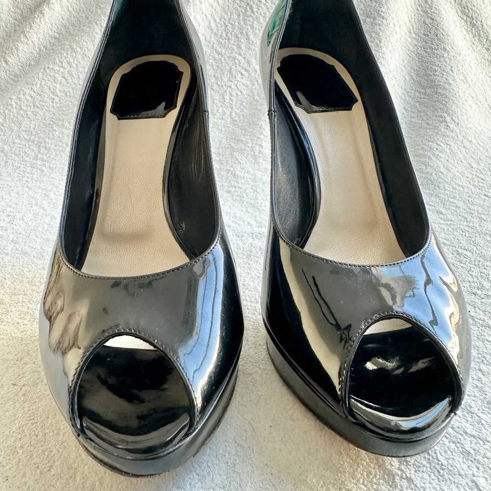 Christian Dior Peep Toe Patent Leather Pumps 38 U… - image 4