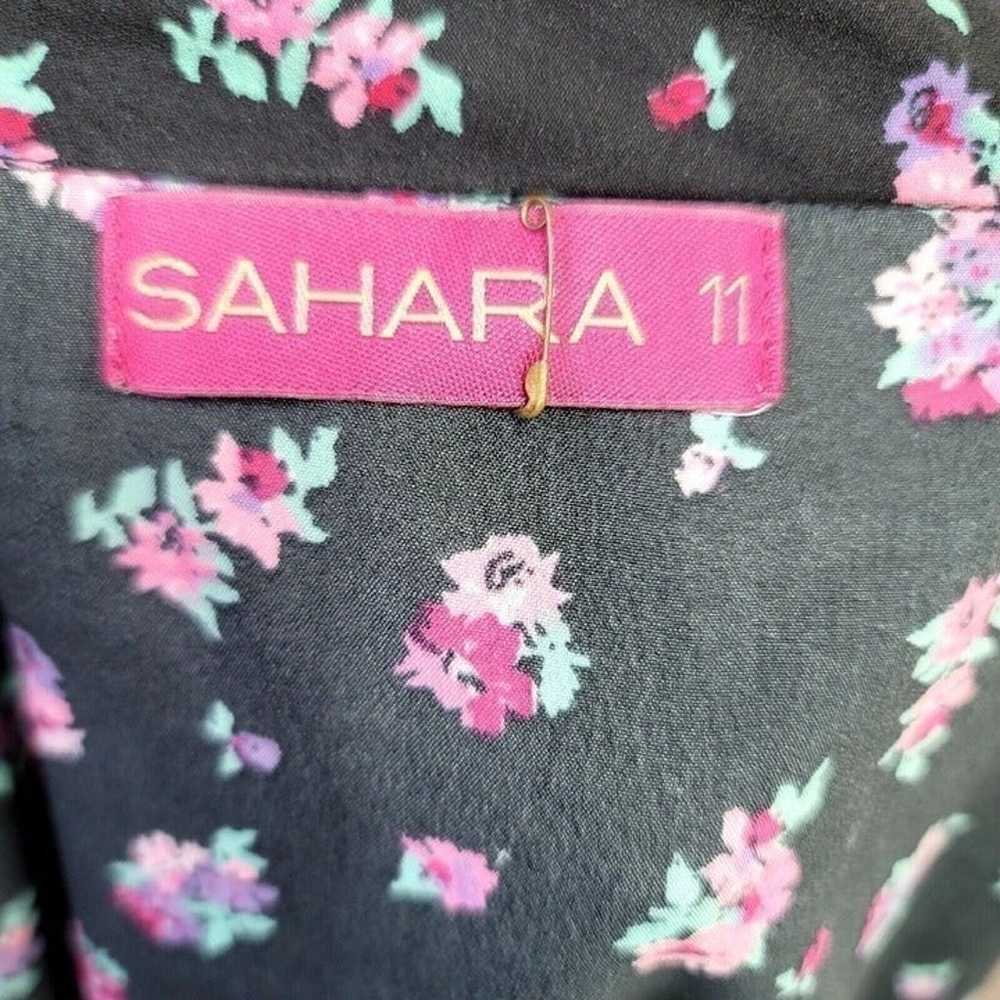 Vintage 90s Sahara Black Offset Ruffle Button Up … - image 7