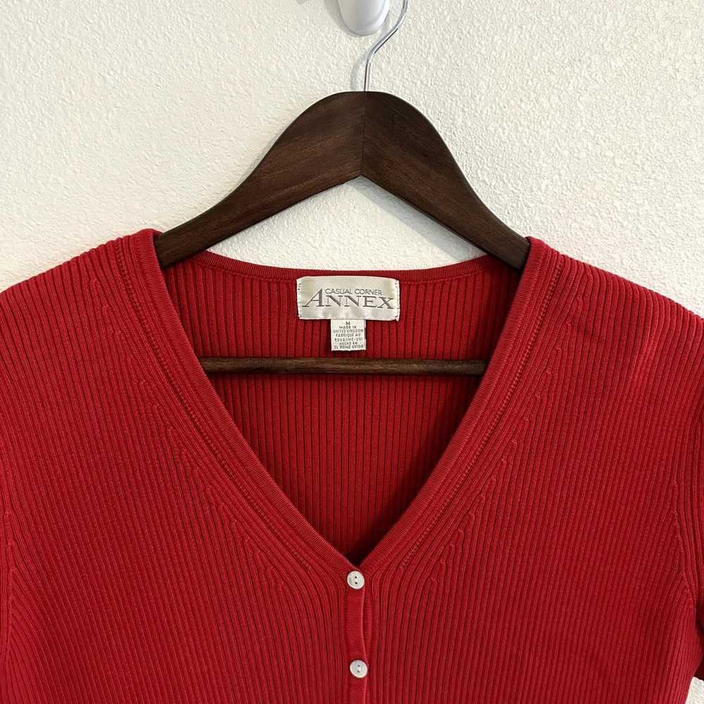 Vintage Casual Corner Annex Red Rib Knit Button D… - image 2