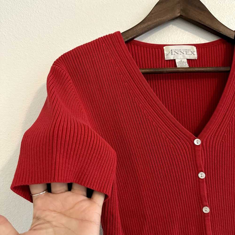 Vintage Casual Corner Annex Red Rib Knit Button D… - image 3