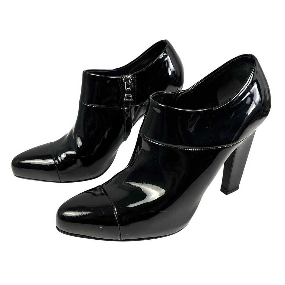 Prada Patent Leather D'Orsay High Heel Ankle Boot… - image 1