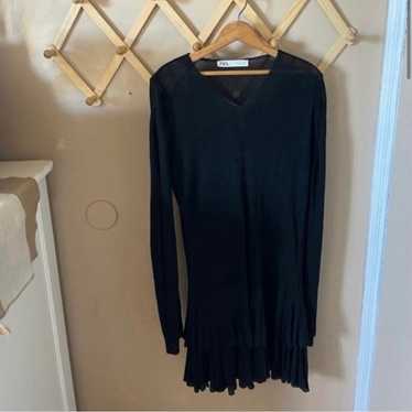 Zara black mesh long sleeve dress - image 1