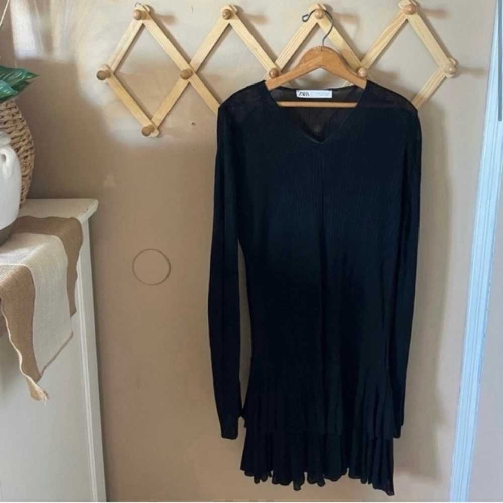 Zara black mesh long sleeve dress - image 3