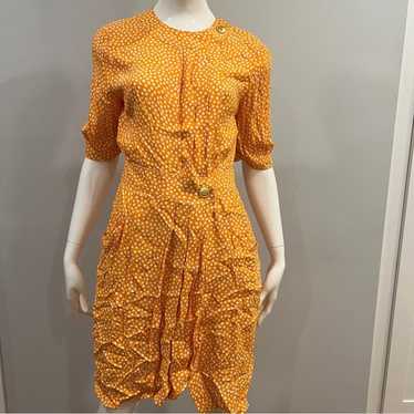 Vintage Orange Polka Dot Knee Length Dress