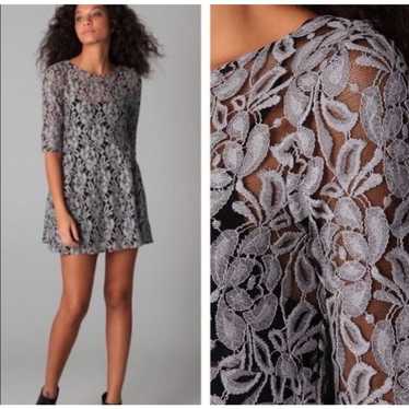 Free People Mini A-Line Floral Lace Overlay Dress 