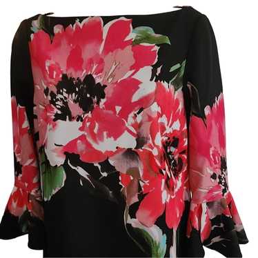 Tahari Arthur Levine Size 4 Black Large Floral Sh… - image 1