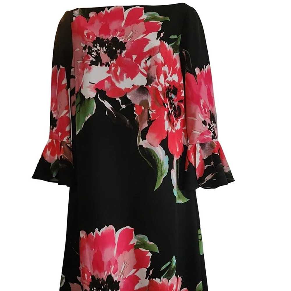 Tahari Arthur Levine Size 4 Black Large Floral Sh… - image 2