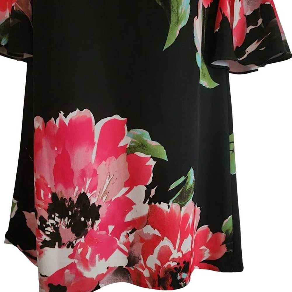 Tahari Arthur Levine Size 4 Black Large Floral Sh… - image 5