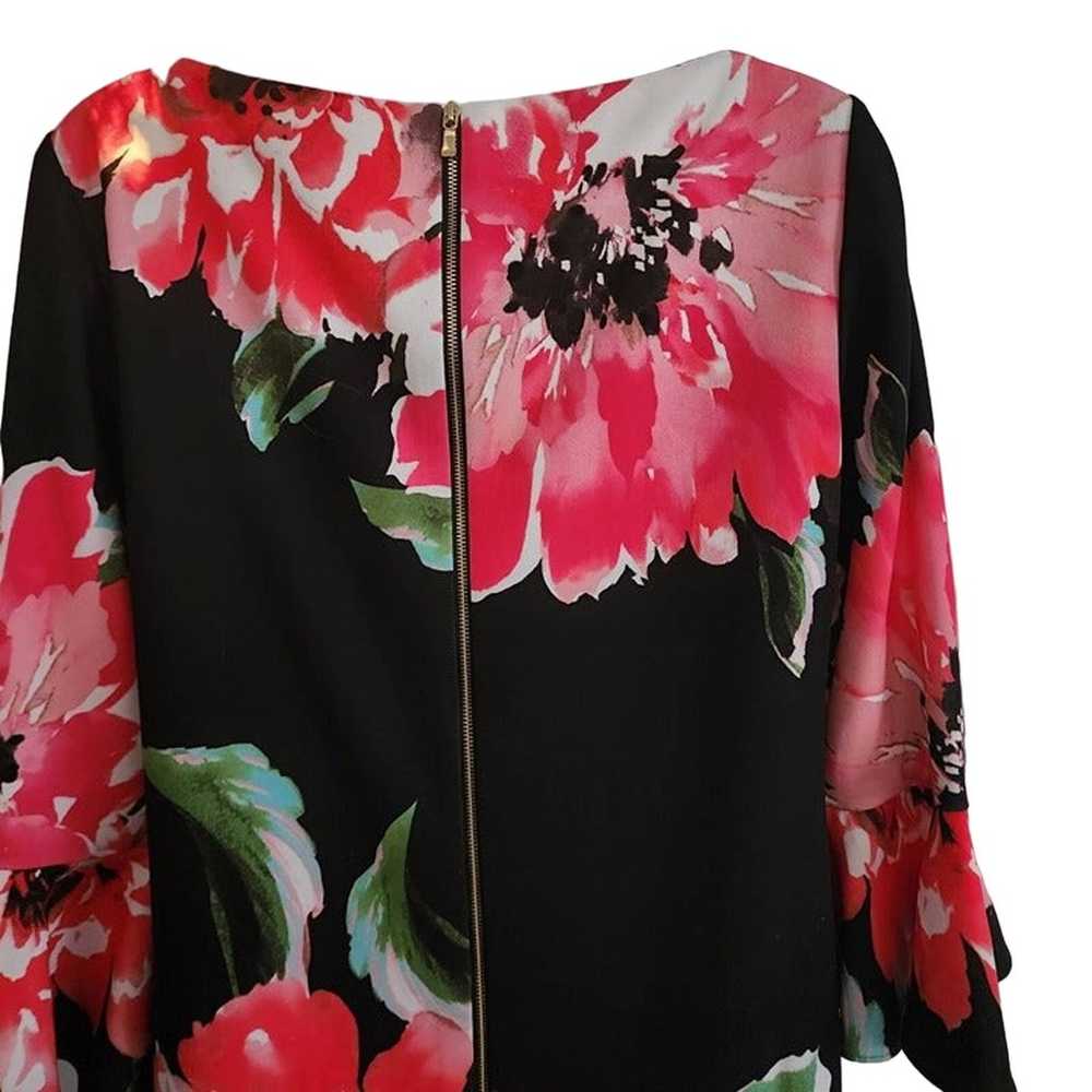 Tahari Arthur Levine Size 4 Black Large Floral Sh… - image 6