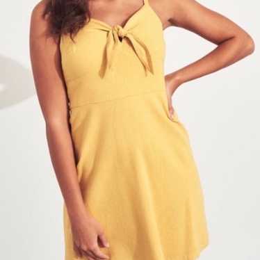 Hollister Linen Blend Tie Front Mini Dress Yellow… - image 1