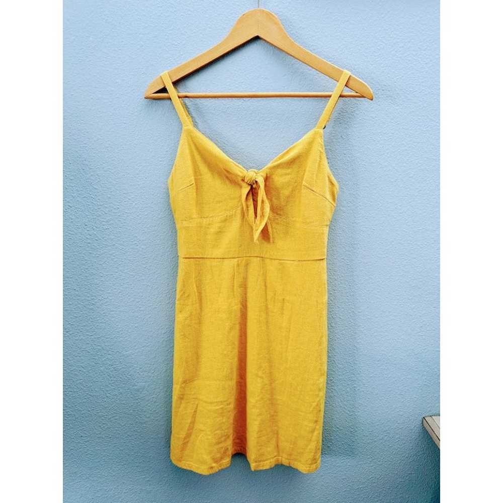 Hollister Linen Blend Tie Front Mini Dress Yellow… - image 3