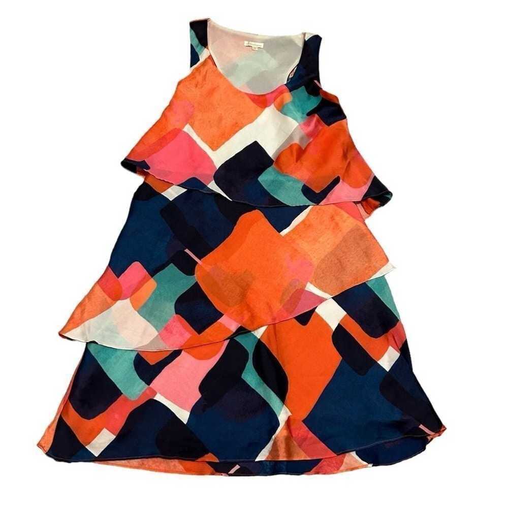 Shoshanna size 10 tiered shift dress bright abstr… - image 1