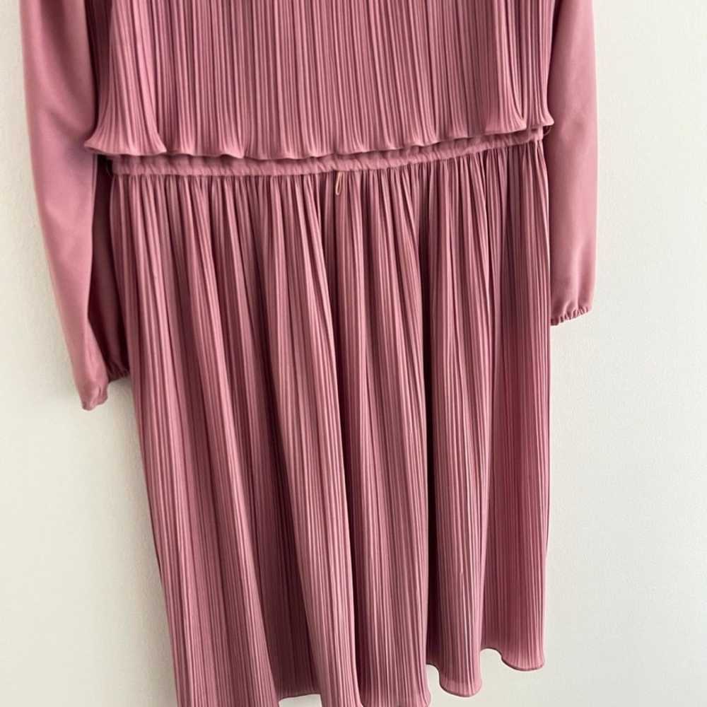 Vintage 80s Discovery Pink Pleated Long Sleeve Mi… - image 3