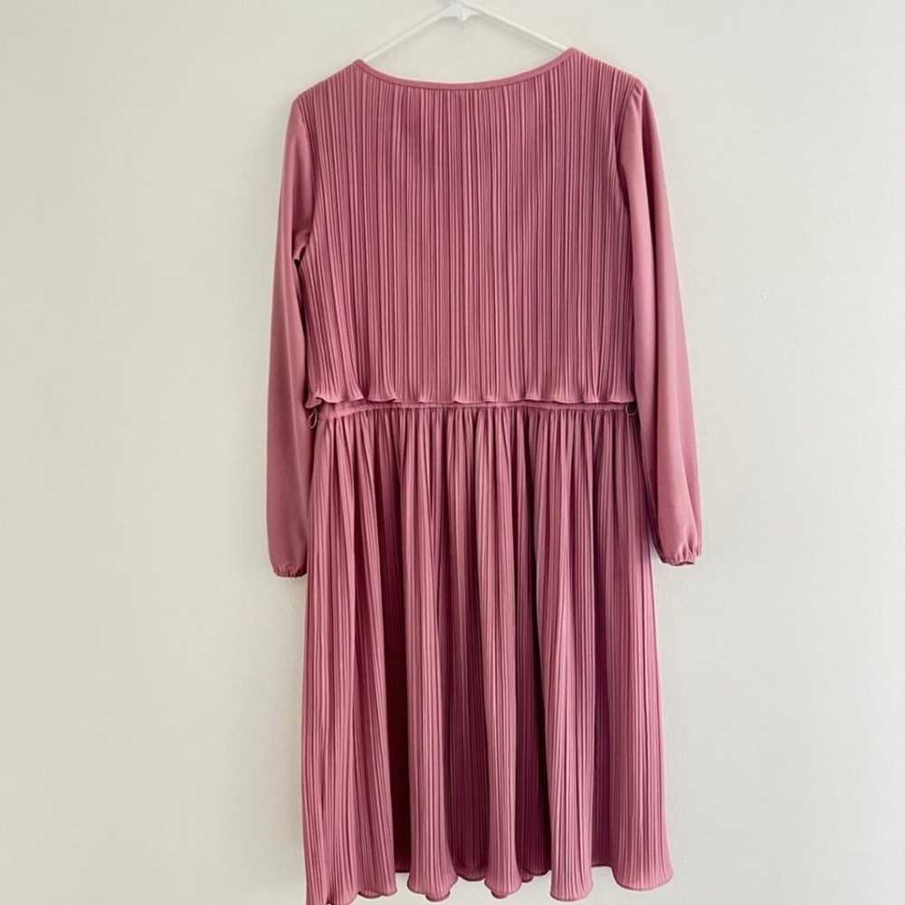 Vintage 80s Discovery Pink Pleated Long Sleeve Mi… - image 4