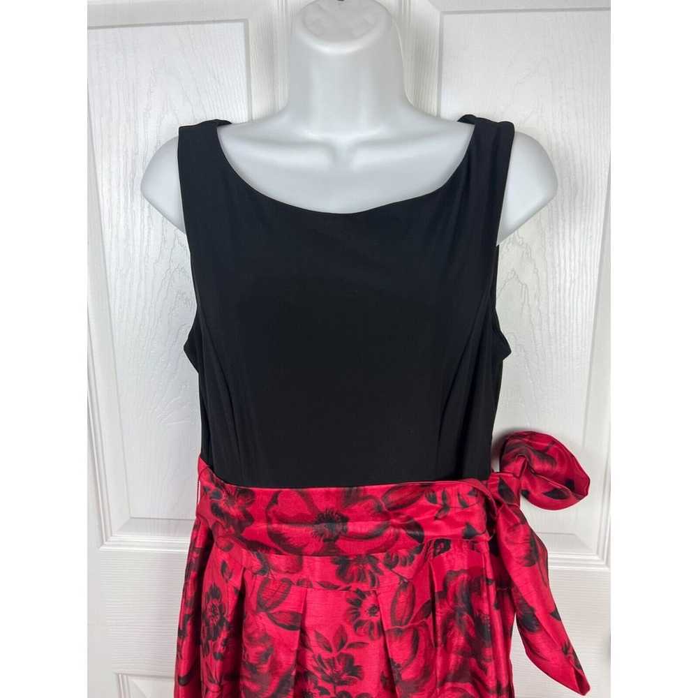 Jessica howard black sleeveless red spun satin fl… - image 2