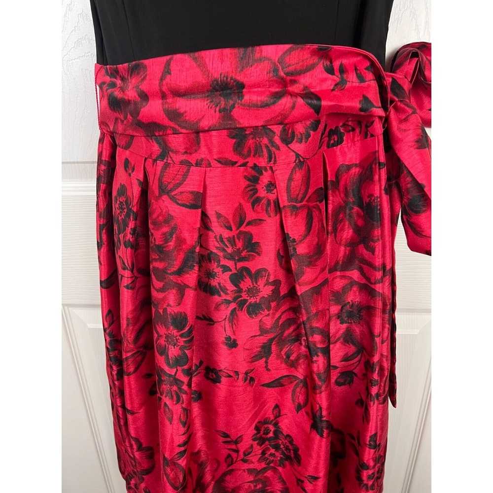 Jessica howard black sleeveless red spun satin fl… - image 3