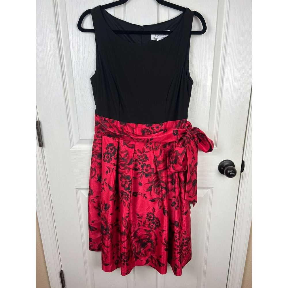 Jessica howard black sleeveless red spun satin fl… - image 9