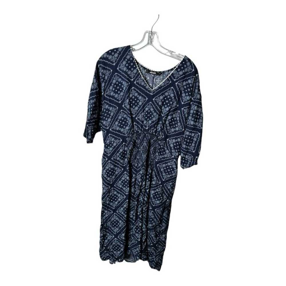 eshakti Blue Tile Print Rayon Smocked Waist Dress… - image 2