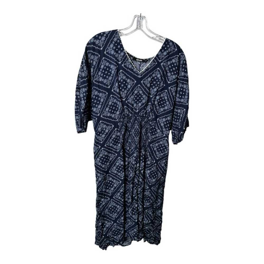 eshakti Blue Tile Print Rayon Smocked Waist Dress… - image 3