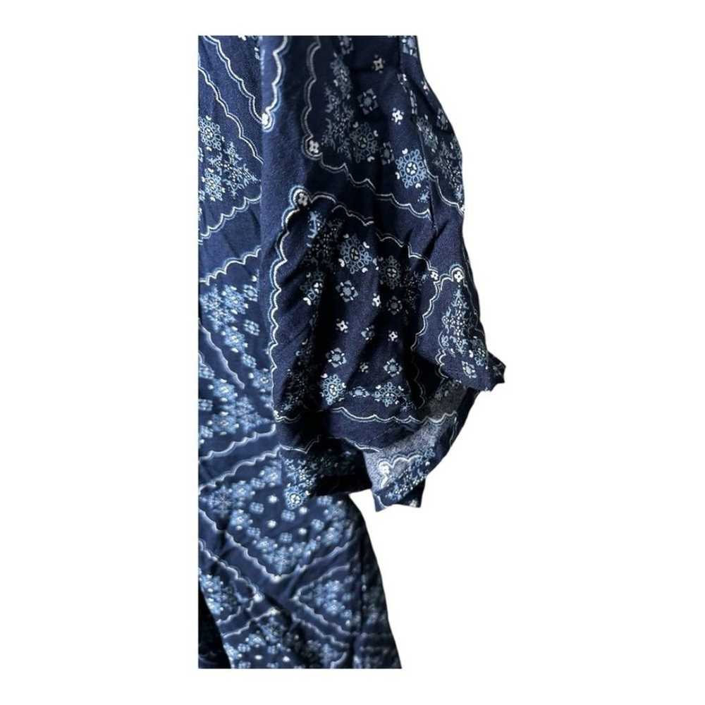 eshakti Blue Tile Print Rayon Smocked Waist Dress… - image 7