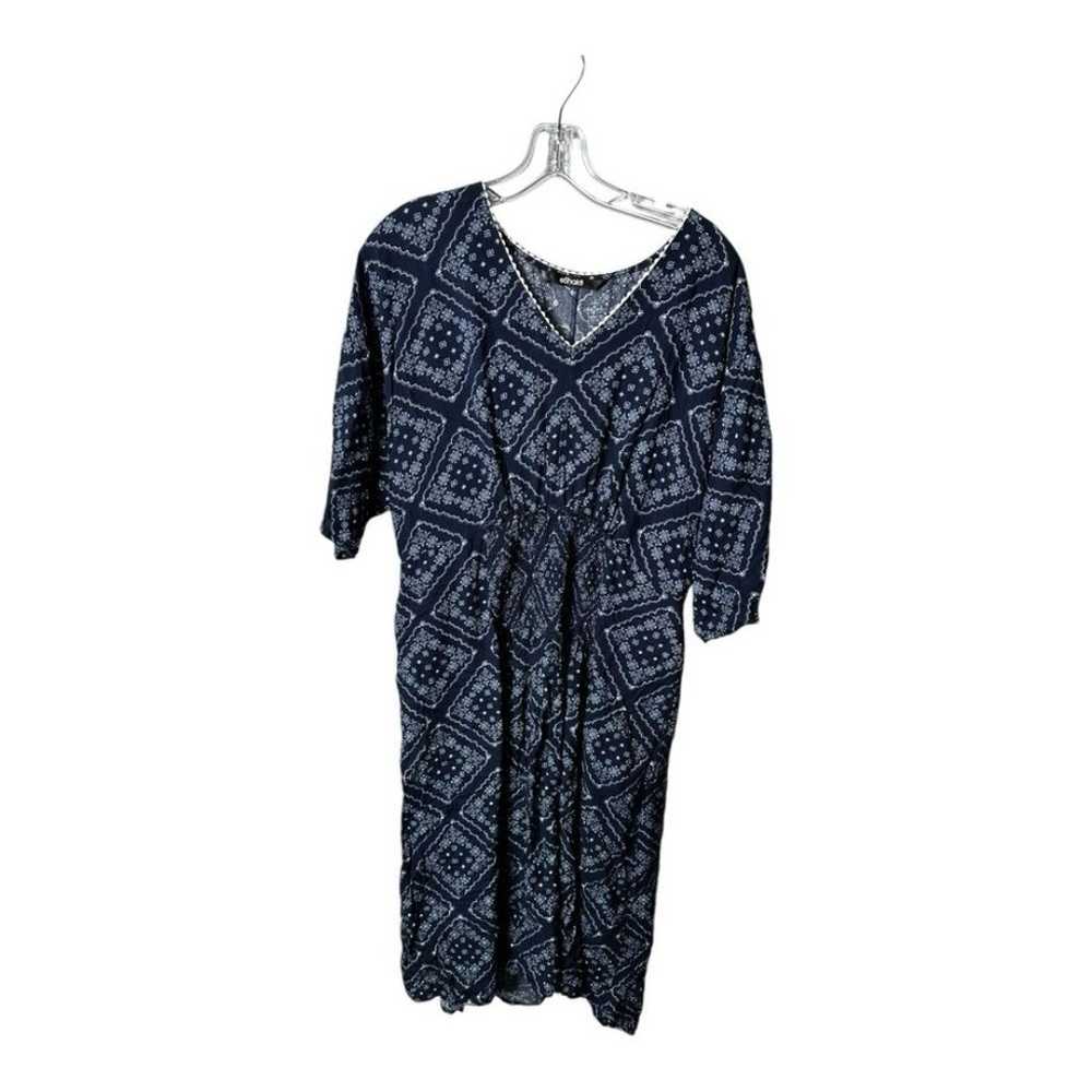 eshakti Blue Tile Print Rayon Smocked Waist Dress… - image 8