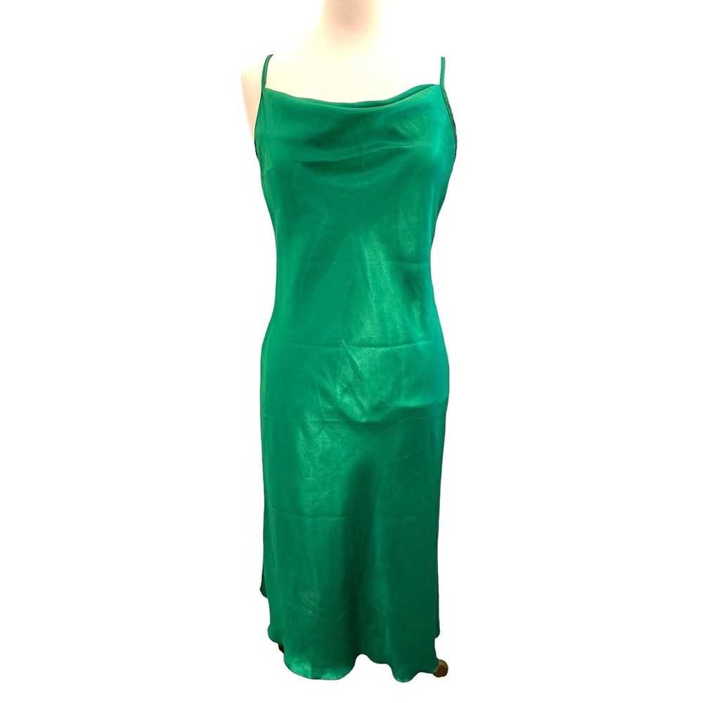 Bebe SATIN COWL NECK SLIP MIDI DRESS KELLY GREEN … - image 2