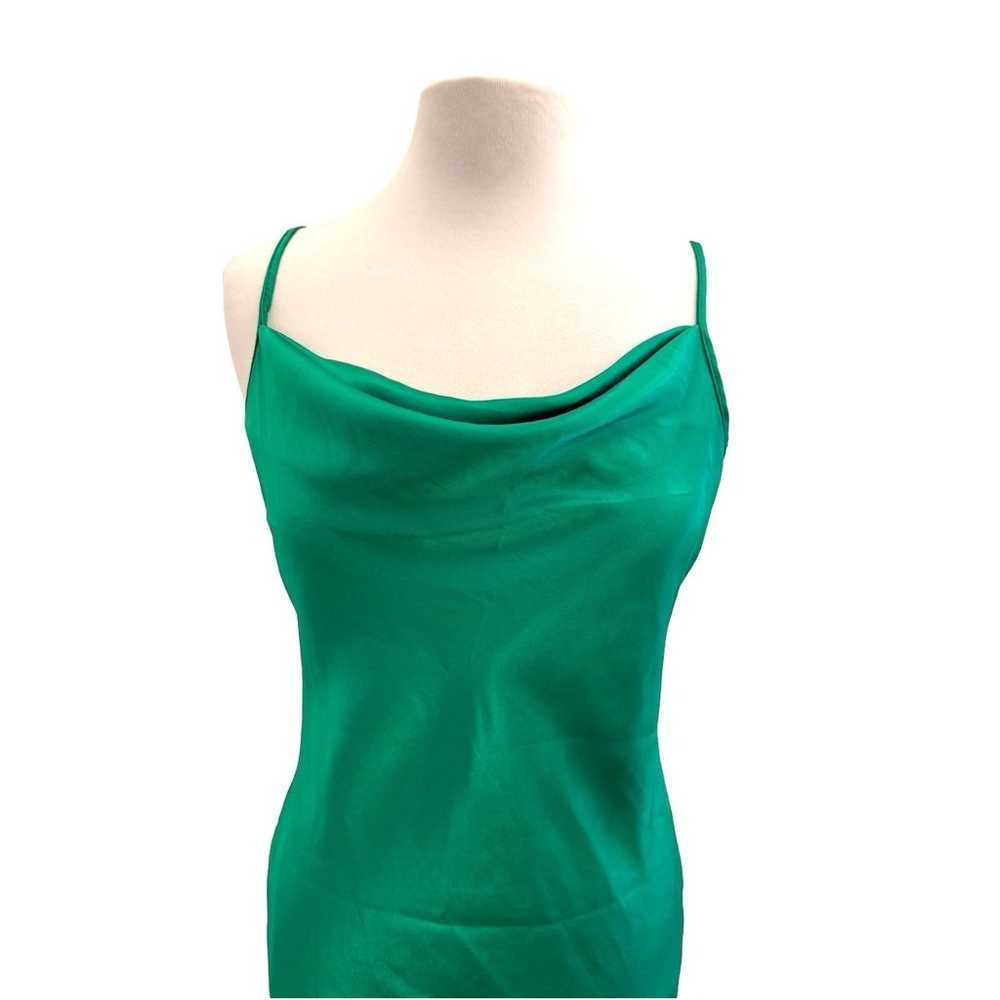 Bebe SATIN COWL NECK SLIP MIDI DRESS KELLY GREEN … - image 4