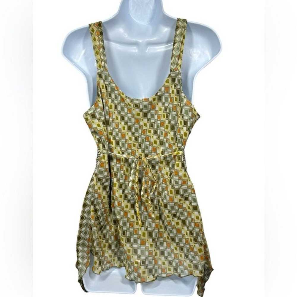 Vintage Y2K Babydoll Tank Top Size M Yellow Green… - image 2