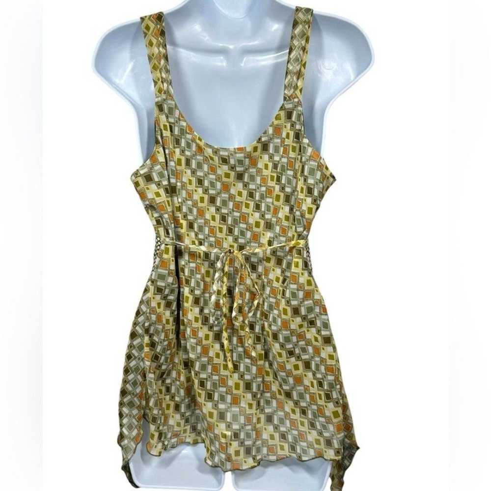 Vintage Y2K Babydoll Tank Top Size M Yellow Green… - image 6