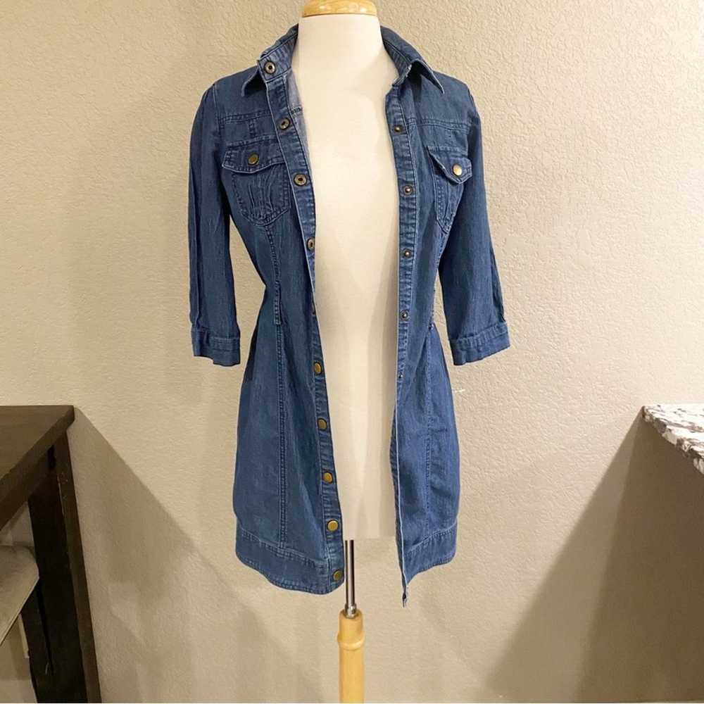 Hera Denim Jean Long Jacket or Dress Blue Small - image 1